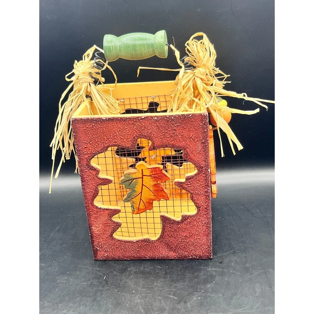 Fall Autumn Leaf Tabletop Basket Bucket Table‎ Decor Home Accent 5.75